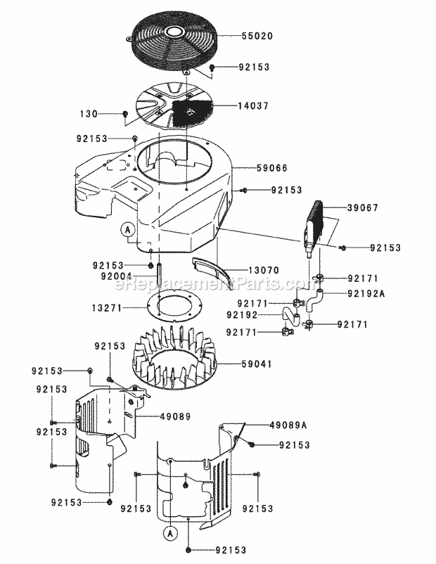 Kawasaki Fxt00v-Bs04 Cooling Equipment Diagram and Parts List for S7237-KW 53AP8DU8750 Cub Cadet Sprayer